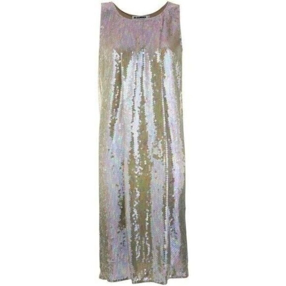 Jil Sander Iridescent Gradient Ombre Pleated Sequin Dress (READ)